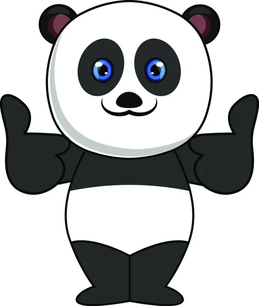 Cute Panda Bear Blue Suit Big Smile — Stock Vector