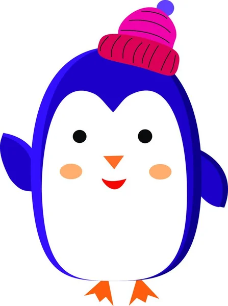Pingvin Kalappal Illusztráció Vektor Fehér Alapon — Stock Vector