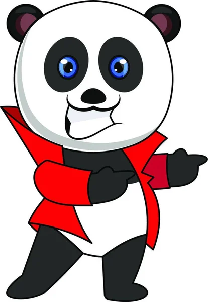 Panda Mit Roter Jacke Illustration Vektor Auf Weißem Hintergrund — Stockvektor