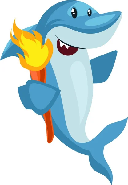 Requin Avec Torche Illustration Vecteur Sur Fond Blanc — Image vectorielle
