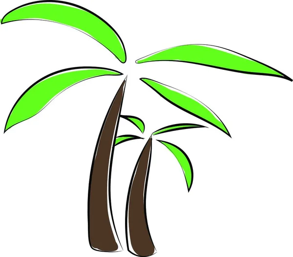 Palmera Verde Con Sombra Sobre Fondo Blanco — Vector de stock