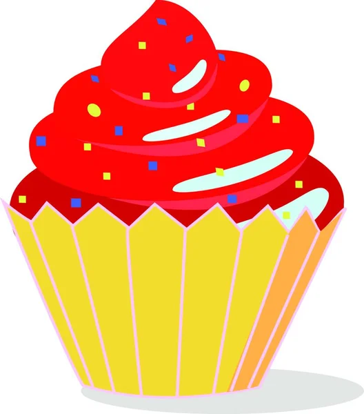 Illustration Eines Cupcake Mit Roter Schleife — Stockvektor