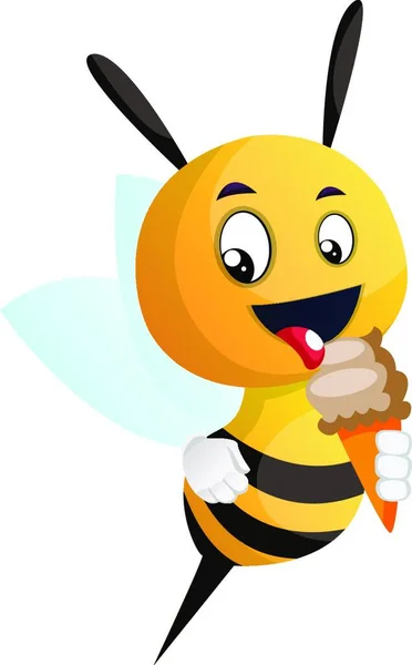 Бджоли Лизати Морозиво Ілюстрація Вектор Білому Тлі — стоковий вектор
