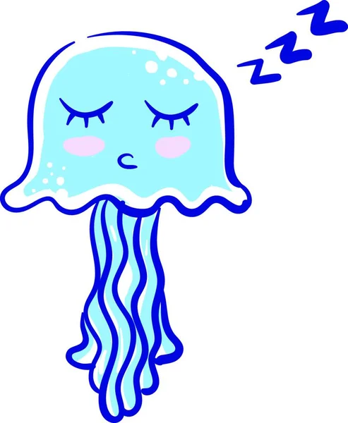 Una Linda Medusa Azul Claro Flotando Durmiendo Vector Dibujo Color — Archivo Imágenes Vectoriales