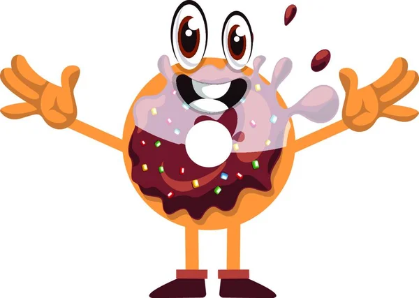 Happy Donut Illustration Vector White Background — Stock Vector