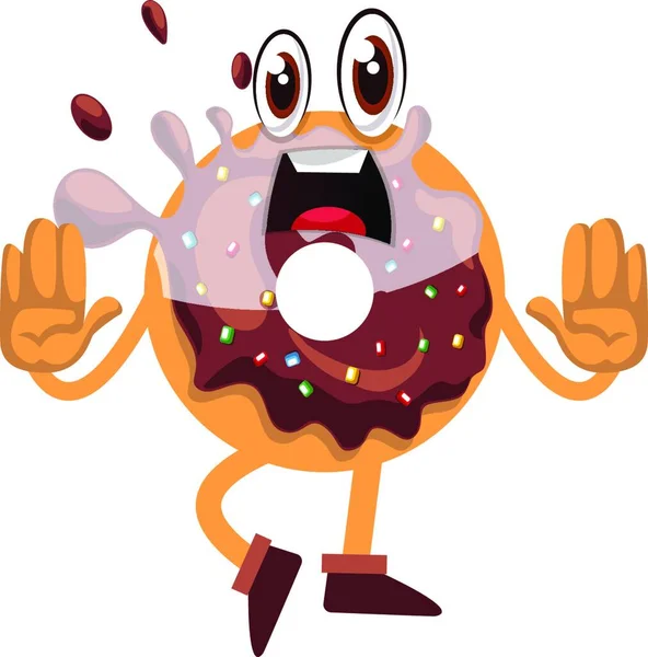 Geschokt Donut Illustratie Vector Witte Achtergrond — Stockvector