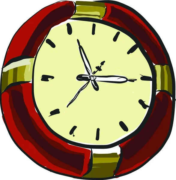 Gran Reloj Color Rojo Vector Dibujo Color Ilustración — Vector de stock