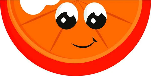 Lycklig Apelsin Skiva Med Tugga Vektor Färg Ritning Eller Illustration — Stock vektor
