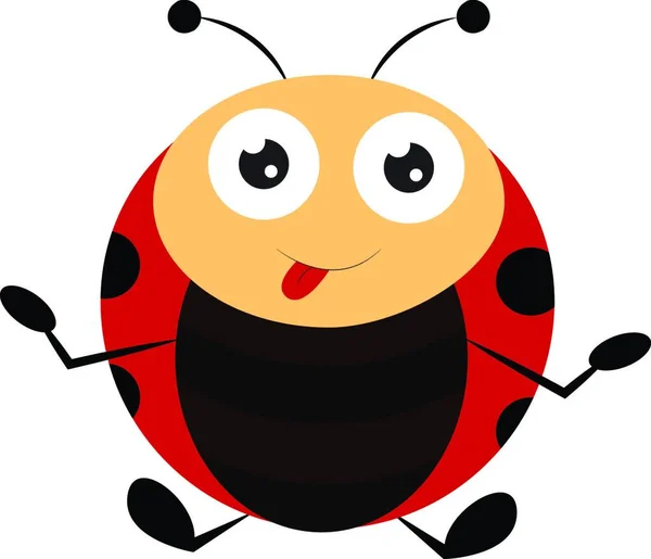 Głupie Little Lady Bug Siedząc Wektor Rysunek Kolorów Lub Ilustracji — Wektor stockowy