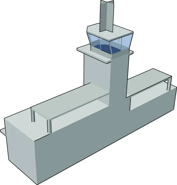 Ilustração Vetorial Simples Uma Torre Aeroporto Cinza Fundo Branco — Vetor de Stock