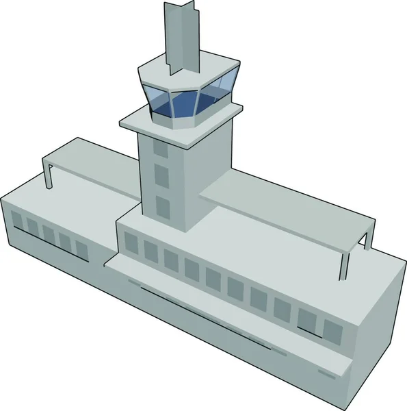 Простая Векторная Иллюстрация Серого Белого Фона Башни Аэропорта — стоковый вектор