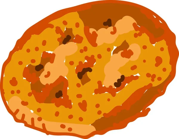 Ilustrasi Pizza Dengan Sepotong Roti - Stok Vektor