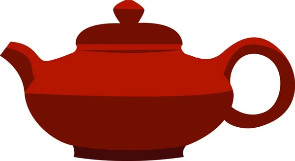 Bule Chá Chinês Vermelho Ilustração Vetor Fundo Branco — Vetor de Stock