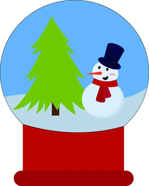 Kerstkaart Met Sneeuwpop Kerstmuts — Stockvector