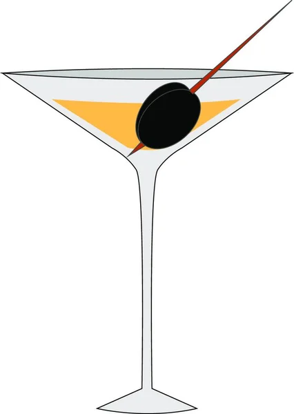 Cocktail Olive Illustration Vector White Background — Stock Vector