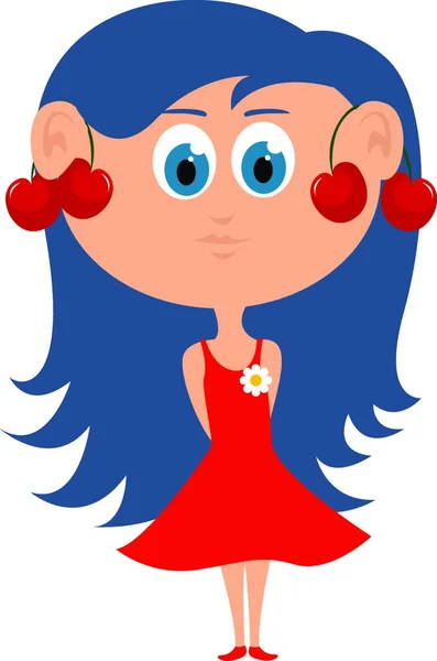 Fille Aux Cheveux Bleus Illustration Vecteur Sur Fond Blanc — Image vectorielle