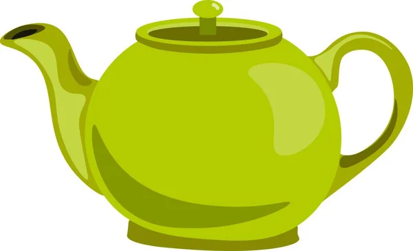 Zielona Herbata Garnek Izolowane Białym Tle — Wektor stockowy