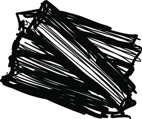 Siyah Beyaz Arkaplanının Ahşap Kesimi Çizimi — Stok Vektör