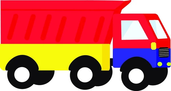 Cartoon Illustratie Van Een Vrachtwagen Met Een Rode Bus — Stockvector