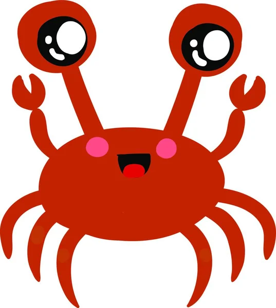 Cute Red Crab Illustration Vector White Background — Stock Vector