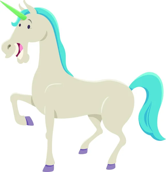 Cartoon Illustration Funny Unicorn Fantasi Karakter Hewan - Stok Vektor