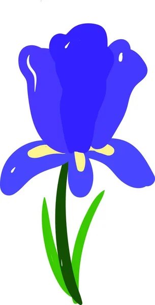 Blå Blomma Med Blad — Stock vektor