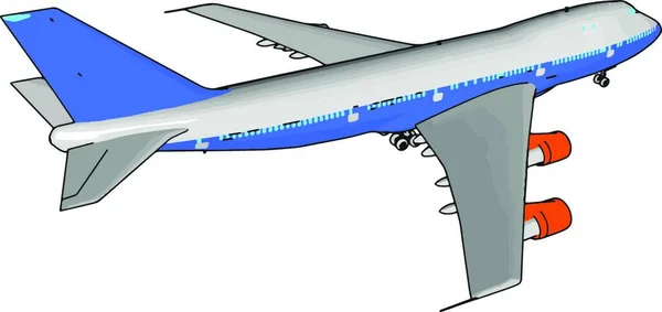 Blå Passagerarplan Illustration Vektor Vit Bakgrund — Stock vektor