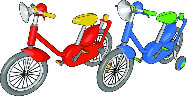Czerwony Niebieski Mały Rower Ilustracja Wektor Białym Tle — Wektor stockowy