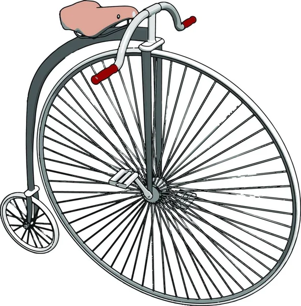 Bicicleta Rueda Grande Ilustración Vector Sobre Fondo Blanco — Vector de stock