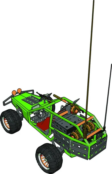 Carro Controle Remoto Verde Ilustração Vetor Sobre Fundo Branco — Vetor de Stock