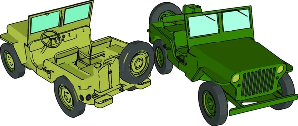 Jeep Militar Verde Ilustração Vetor Sobre Fundo Branco — Vetor de Stock