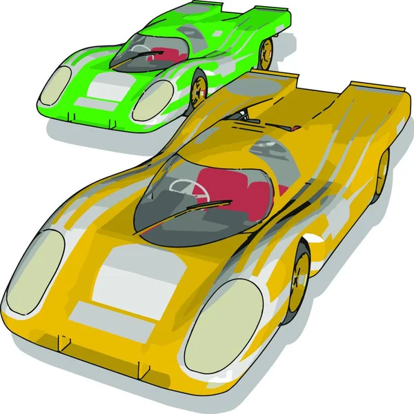 Auto Corsa Verde Gialla Illustrazione Vettore Sfondo Bianco — Vettoriale Stock