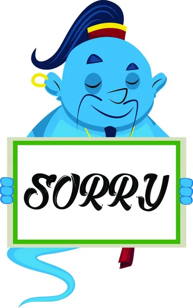 Genie Sorry Sign Illustration Vector White Background — Stock Vector