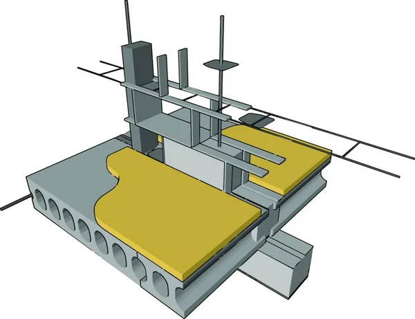 Dock Gelbes Gebäude Illustration Vektor Auf Weißem Hintergrund — Stockvektor