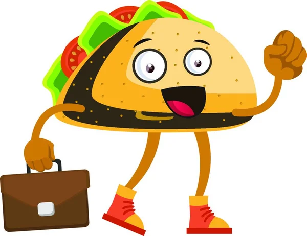 Taco Mit Koffer Illustration Vektor Auf Weißem Hintergrund — Stockvektor