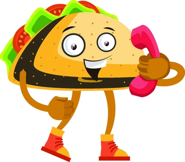 Taco Mit Rotem Telefon Illustration Vektor Auf Weißem Hintergrund — Stockvektor