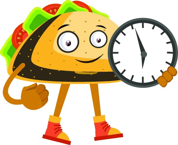 Taco Mit Uhr Illustration Vektor Auf Weißem Hintergrund — Stockvektor