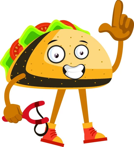 Taco Mit Schleuderschuss Illustration Vektor Auf Weißem Hintergrund — Stockvektor