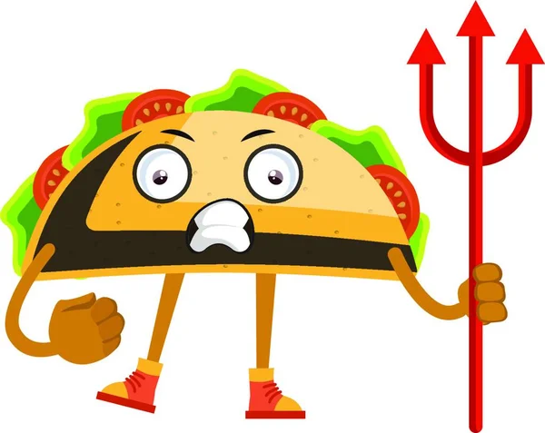 Taco Com Lança Diabo Ilustração Vetor Sobre Fundo Branco —  Vetores de Stock