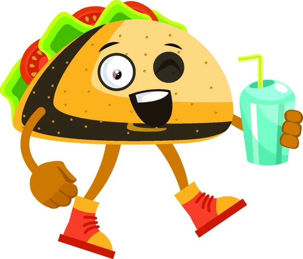 Taco Mit Wasser Illustration Vektor Auf Weißem Hintergrund — Stockvektor
