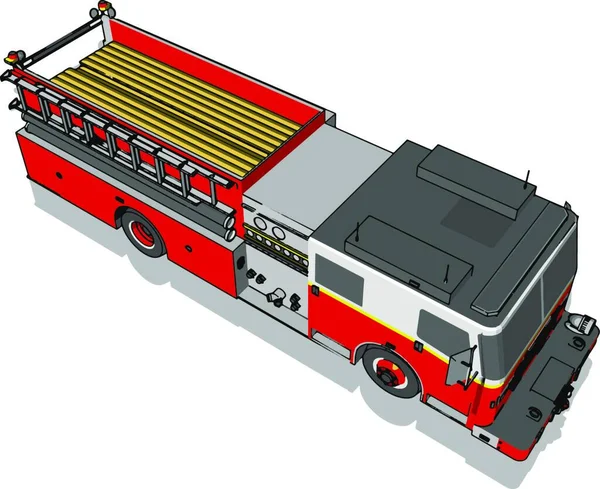 Ilustración Vectorial Camión Bomberos Rojo Blanco — Archivo Imágenes Vectoriales