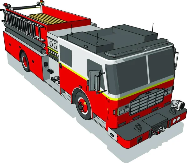 Ilustración Vectorial Camión Bomberos Rojo Blanco — Archivo Imágenes Vectoriales