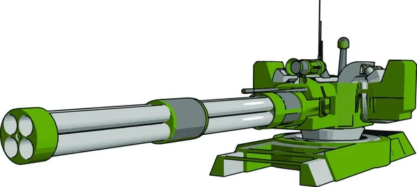 銃を持った緑のロボットの3Dレンダリング — ストックベクタ