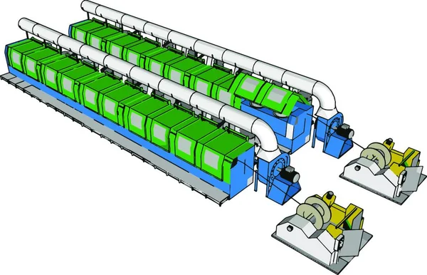 緑の電車のトラックの3Dイラスト — ストックベクタ