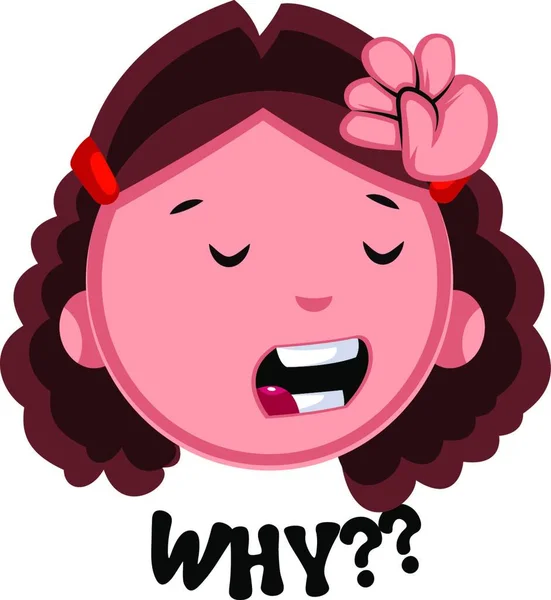 Por Qué Chica Emoji Ilustración Vector Sobre Fondo Blanco — Archivo Imágenes Vectoriales