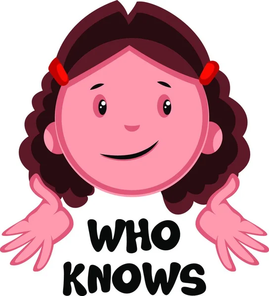Quién Sabe Chica Emoji Ilustración Vector Sobre Fondo Blanco — Vector de stock