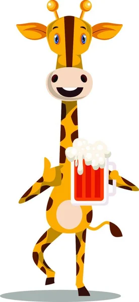 Girafa Com Cerveja Ilustração Vetor Sobre Fundo Branco — Vetor de Stock