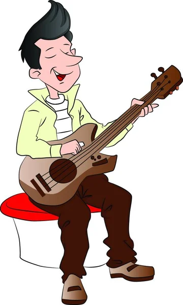 Векторна Ілюстрація Молодого Чоловіка Грає Гітарі — стоковий вектор
