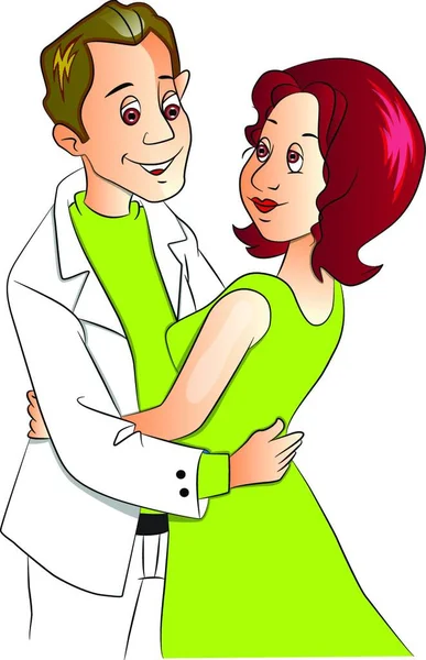 Illustration Vectorielle Couple Jeunes Amoureux — Image vectorielle