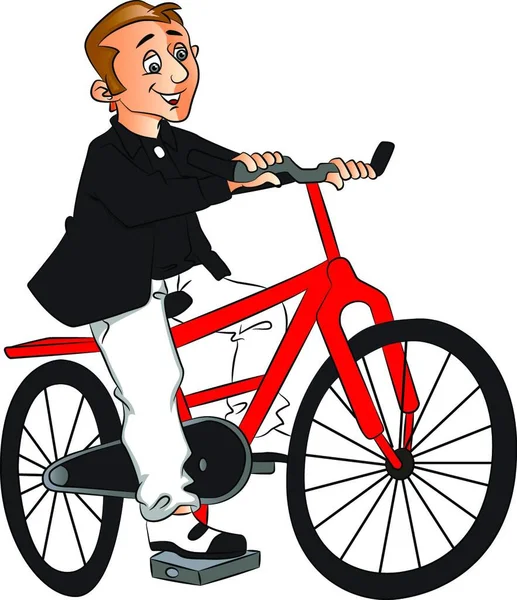 Ilustração Jovem Com Uma Bicicleta —  Vetores de Stock